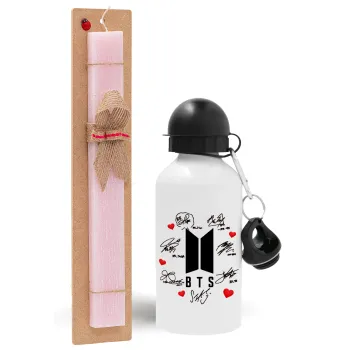 BTS signs, Easter Set, metallic aluminum bottle (500ml) & aromatic flat Easter candle (30cm) (PINK)