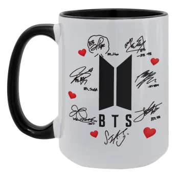 BTS signs, Κούπα Mega 15oz, κεραμική Μαύρη, 450ml