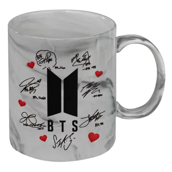 BTS signs, Κούπα κεραμική, marble style (μάρμαρο), 330ml