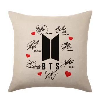 BTS signs, Μαξιλάρι καναπέ ΛΙΝΟ 40x40cm περιέχεται το  γέμισμα