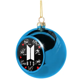 BTS signs, Blue Christmas tree ball ornament 8cm