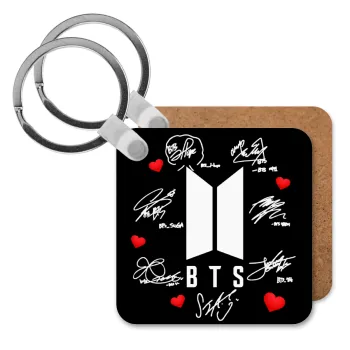 BTS signs, Μπρελόκ Ξύλινο τετράγωνο MDF