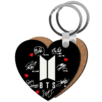 BTS signs, Μπρελόκ Ξύλινο καρδιά MDF