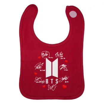 BTS signs, Σαλιάρα με Σκρατς Κόκκινη 100% Organic Cotton (0-18 months)