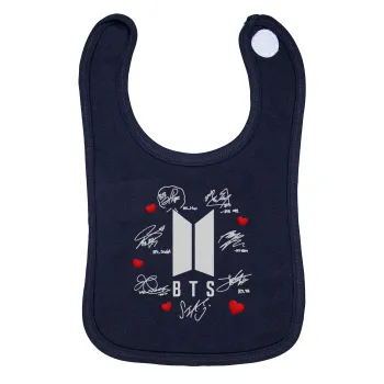 BTS signs, Σαλιάρα με Σκρατς 100% Organic Cotton Μπλε (0-18 months)