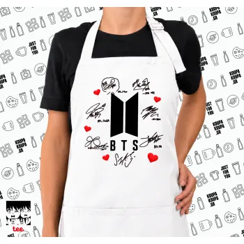 BTS signs, Ποδιά μακριά Σεφ ολόσωμη με τσέπες white (ΕΝΗΛΙΚΩΝ)