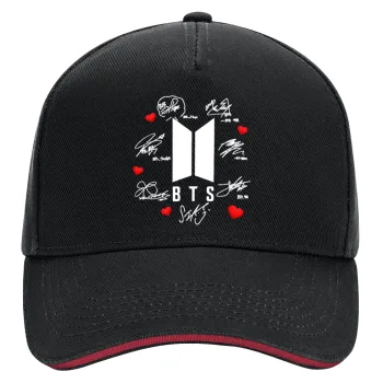 BTS signs, DRILL Καπέλο Ενηλίκων Ultimate ΜΑΥΡΟ/ΚΟΚΚΙΝΟ, (100% ΒΑΜΒΑΚΕΡΟ, ΕΝΗΛΙΚΩΝ, UNISEX, ONE SIZE)