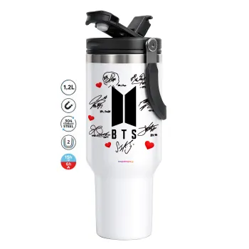 BTS signs, Mega Stainless steel Tumbler with lid, double wall 1,2L