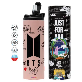 BTS signs, Tumbler stainless steel PINK 600ml