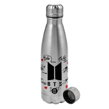 BTS signs, Metallic water bottle, stainless steel, 750ml