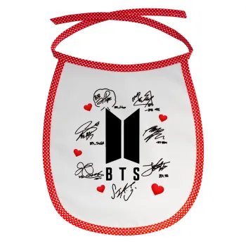 BTS signs, Σαλιάρα μωρού αλέκιαστη με κορδόνι Κόκκινη