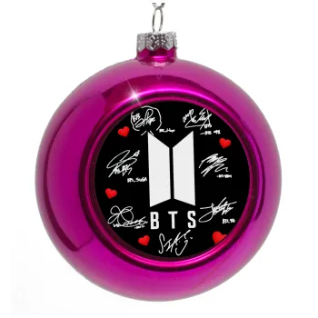 BTS signs, Purple Christmas tree ornament bauble 8cm