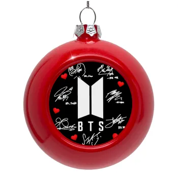 BTS signs, Στολίδι Χριστουγεννιάτικη μπάλα δένδρου Κόκκινη 8cm