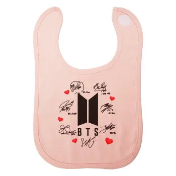 BTS signs, Σαλιάρα με Σκρατς ΡΟΖ 100% Organic Cotton (0-18 months)