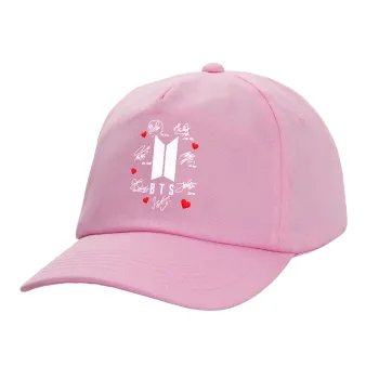 BTS signs, Καπέλο παιδικό casual μπειζμπολ, 100% Βαμβακερό Twill, ΡΟΖ (ΒΑΜΒΑΚΕΡΟ, ΠΑΙΔΙΚΟ, ONE SIZE)