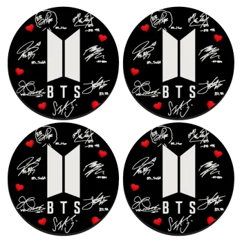 BTS signs, ΣΕΤ 4 Σουβέρ ξύλινα στρογγυλά (9cm)