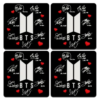 BTS signs, ΣΕΤ 4 Σουβέρ ξύλινα τετράγωνα (9cm)