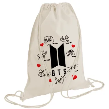 BTS signs, Backpack bag GYMBAG natural (28x40cm)