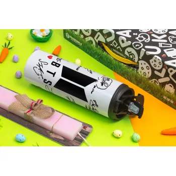 BTS signs, Easter candle,Travel Tumbler 2 Lids, with metal straw & cleaning brush & aromatic flat candle (30cm) (PINK)