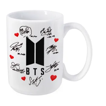BTS signs, Κούπα Mega, κεραμική, 450ml