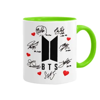 BTS signs, Mug colored light green, ceramic, 330ml