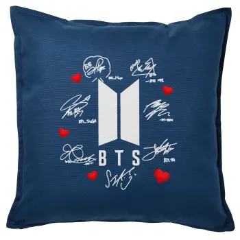 BTS signs, Μαξιλάρι καναπέ Μπλε 100% βαμβάκι, περιέχεται το γέμισμα (50x50cm)