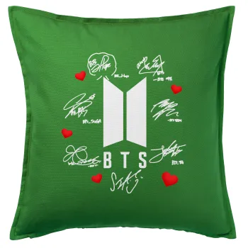 BTS signs, Μαξιλάρι καναπέ Πράσινο 100% βαμβάκι, περιέχεται το γέμισμα (50x50cm)