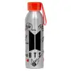 Αλουμινένιο Αθλητικό Μπουκάλι 650ml – Ασημί με Κόκκινο Καπάκι και Λουράκι Σιλικόνης