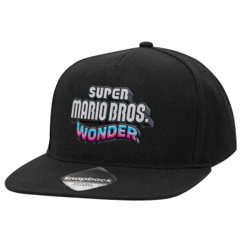 Super mario and Friends, Καπέλο Ενηλίκων Flat Snapback Μαύρο, (POLYESTER, ΕΝΗΛΙΚΩΝ, UNISEX, ONE SIZE)