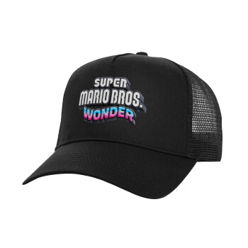 Super mario wonder, Καπέλο Ενηλίκων Structured Trucker, με Δίχτυ, Μαύρο (100% ΒΑΜΒΑΚΕΡΟ, ΕΝΗΛΙΚΩΝ, UNISEX, ONE SIZE)