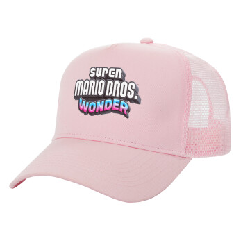Super mario wonder, Structured Trucker Children's Hat, with Mesh, PINK (100% COTTON, CHILDREN'S, UNISEX, ONE SIZE)
