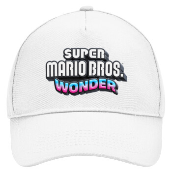 Super mario wonder, Καπέλο Ενηλίκων Baseball, Drill, Λευκό (100% ΒΑΜΒΑΚΕΡΟ, ΕΝΗΛΙΚΩΝ, UNISEX, ONE SIZE)