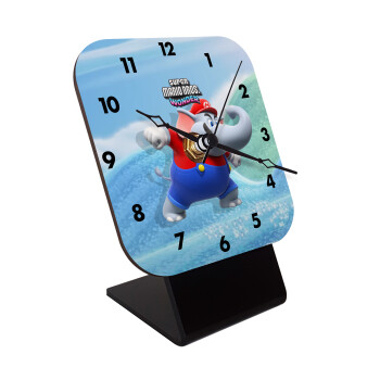 Super mario wonder, Quartz Wooden table clock with hands (10cm)