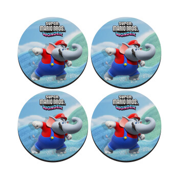 Super mario and Friends, SET of 4 round wooden coasters (9cm)