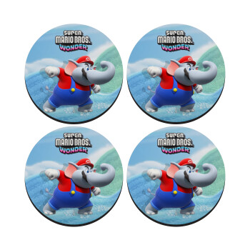 Super mario wonder, SET of 4 round wooden coasters (9cm)