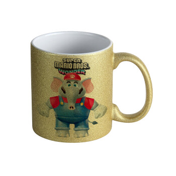 Super mario wonder, Κούπα Χρυσή Glitter που γυαλίζει, κεραμική, 330ml