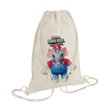 Super mario wonder, Τσάντα πλάτης πουγκί GYMBAG natural (28x40cm)