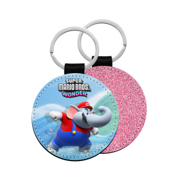 Super mario wonder, Μπρελόκ Δερματίνη, στρογγυλό ΡΟΖ (5cm)