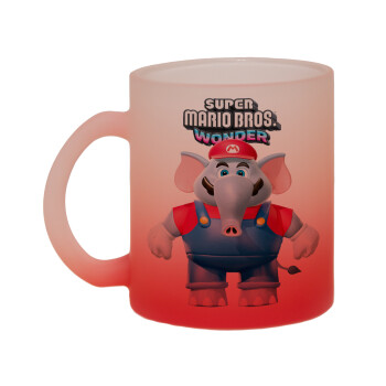 Super mario wonder, Κούπα γυάλινη δίχρωμη με βάση το κόκκινο ματ, 330ml