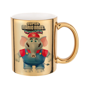 Super mario wonder, Mug ceramic, gold mirror, 330ml