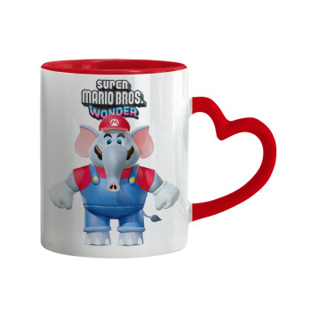 Super mario and Friends, Mug heart red handle, ceramic, 330ml
