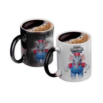 Super mario wonder, Color changing magic Mug, ceramic, 330ml when adding hot liquid inside, the black colour desappears (1 pcs)