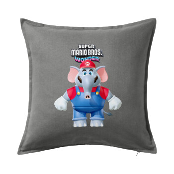 Super mario wonder, Μαξιλάρι καναπέ Γκρι 100% βαμβάκι, περιέχεται το γέμισμα (50x50cm)