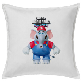 Super mario wonder, Μαξιλάρι καναπέ ΛΕΥΚΟ 100% βαμβάκι, περιέχεται το γέμισμα (50x50cm)