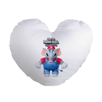 Super mario wonder, Μαξιλάρι καναπέ καρδιά 40x40cm περιέχεται το  γέμισμα