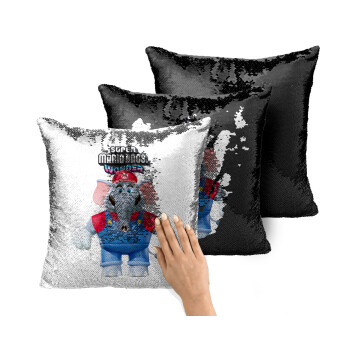 Super mario wonder, Μαξιλάρι καναπέ Μαγικό Μαύρο με πούλιες 40x40cm περιέχεται το γέμισμα