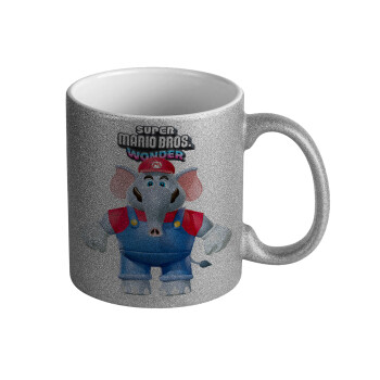 Super mario wonder, Κούπα Ασημένια Glitter που γυαλίζει, κεραμική, 330ml