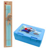 Easter Set, children's snack container BLUE & Easter aromatic flat candle (30cm) (TURQUOISE)