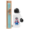 Easter Set, metallic aluminum water bottle (500ml) & scented flat candle (30cm) (TURQUOISE)