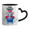 Mug heart black handle, ceramic, 330ml
